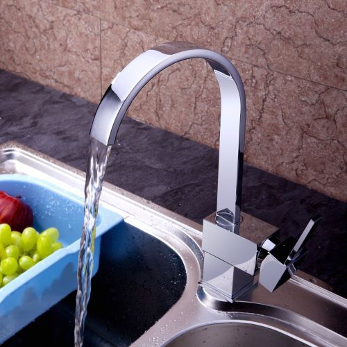 Sink Faucet Water Tap Sleek Modern Copper Single Handle Bar Waterfall  (Chrome)