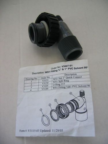 Set of 2~THREADED WS1 Fittings~ 3/4&#034; &amp; 1&#034;~PVC Solvent 90d ASY~Order No. V3007-01