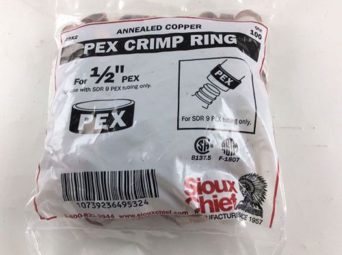 (100) 1/2&#034; PEX Copper Crimp Rings by Sioux Chief, Made in USA,
