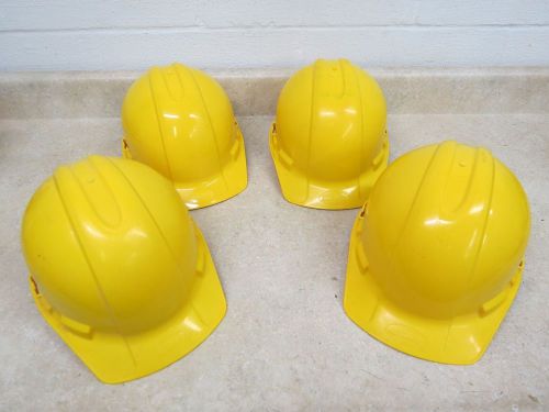 Lot of 4 aosafety yellow safety hard hats xlr8 w/ pinlock excellent &amp; nice! for sale