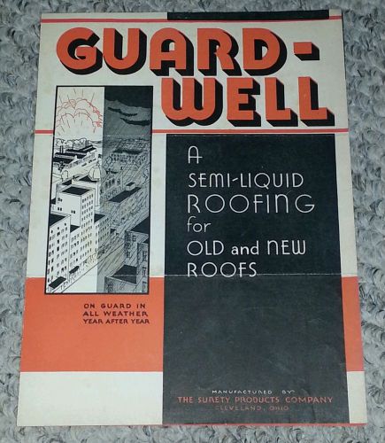 Guardwell * ASBESTOS * Semi-Liquid Roofing * Art Deco brochure c.1930