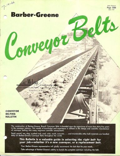 Equipment Brochure - Barber-Greene - Conveyor Belts Belting  - 1957 (E1676)