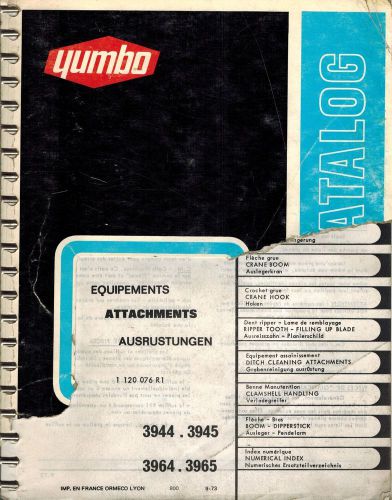 INTERNATIONAL YUMBO  VINTAGE EXCAVATOR ATTACHMENTS  PARTS CATALOG