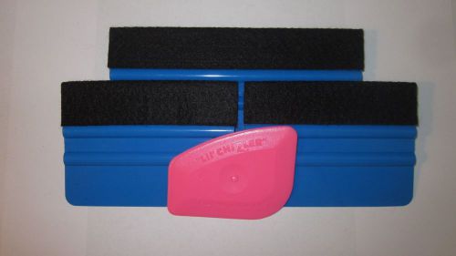 (3) PACK 4&#034; AND 6&#034; FELT EDGE Squeegee /FREE Chizler, Vinyl Wrap Film,Auto Tint