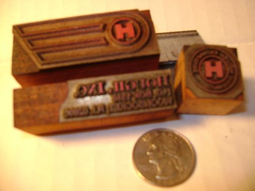 3 Vintage Letterpress Printers Blocks - Hough Enterprise Inc Logo