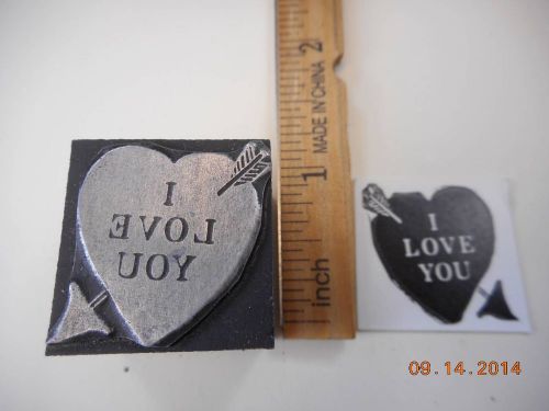 Printing Letterpress Printers Block, Heart &amp; Arrow w Words, I Love You