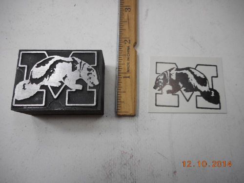 Letterpress Printing Printers Block, University of Michigan Wolverine Emblem