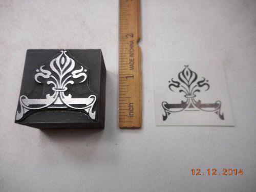Letterpress Printing Printers Block, Elegant Stylized Flower Ornament