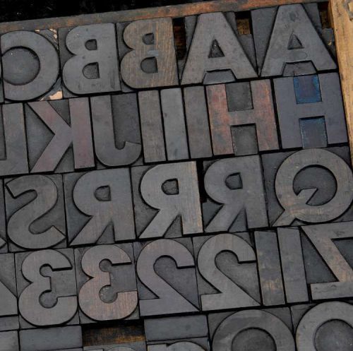 letterpress wood printing blocks 186pcs 2.76&#034; tall type woodtype bold futura ABC