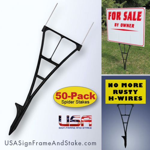 Yard sign stakes 50-pack - high density plastic corrugated sign holder for sale