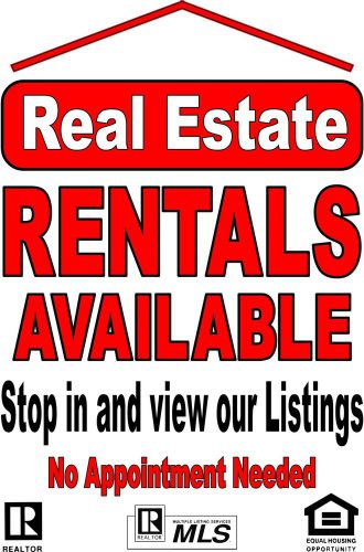 Advertising Business Poster window /wall Sign 24&#034;X36&#034; Real Estate Rentals Avail