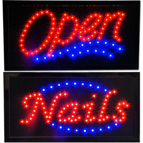 NAILS &amp; OPEN LED Animated Store Sign neon shop display Salon hair spa Manicure
