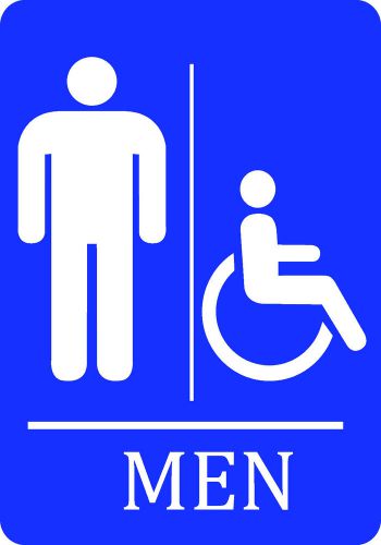 Men Blue Bathroom Signs Wheelchair Access Accessibility Adhesive Restroom Sign
