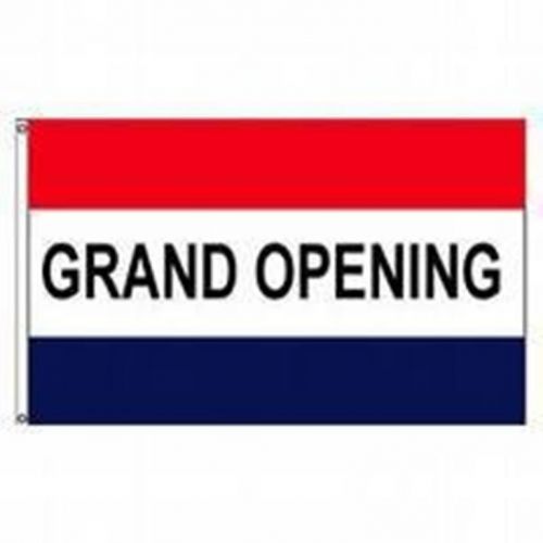 GRAND OPENING MESSAGE 3X5 FT POLYESTER FLAG RED WHITE BLUE STRIPE BLACK LETTERS