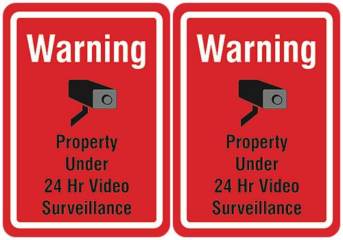 Warning Property Under 24 Hr Video Surveillance Two Pack Security Sign New s37