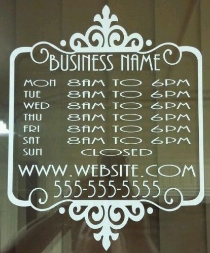 Business hours vinyl decal graphics 14&#034; x 11&#034;