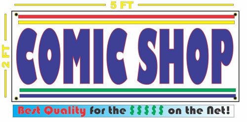 COMIC SHOP Banner Sign NEW Larger Size with Retro Vintage Super Hero Colors Book