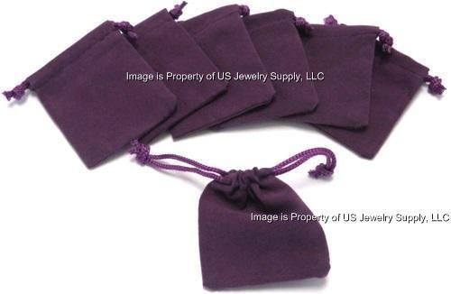 200 Purple Velvet Velveteen 2&#034; x 2.5&#034; Drawstring Pouches