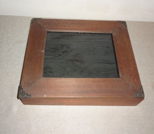 Small Table Top Display Showcase Show Case w Glass Framed Hinged Lid