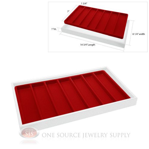 White Plastic Display Tray Red 7 Slot Liner Insert Organizer Storage