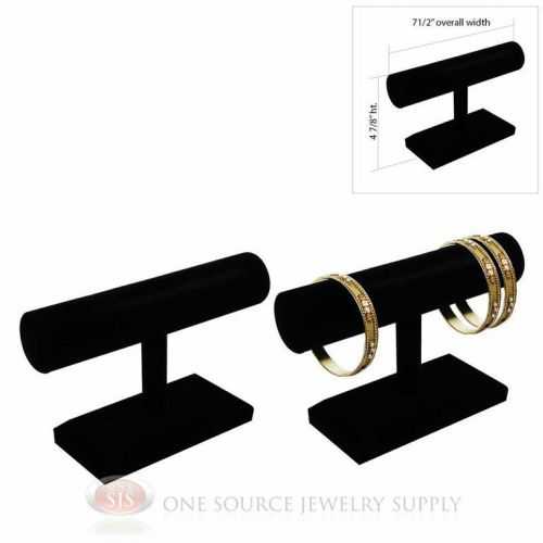 (2) 4 7/8&#034; Black Velvet 1 Tier T-Bar Round Jewelry Bracelet Display Presentation