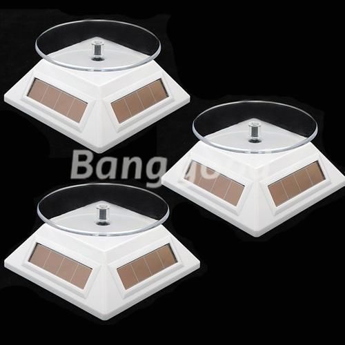 3pcs solar powered rotating jewelry cell phone mp3 display stand turntable plate for sale