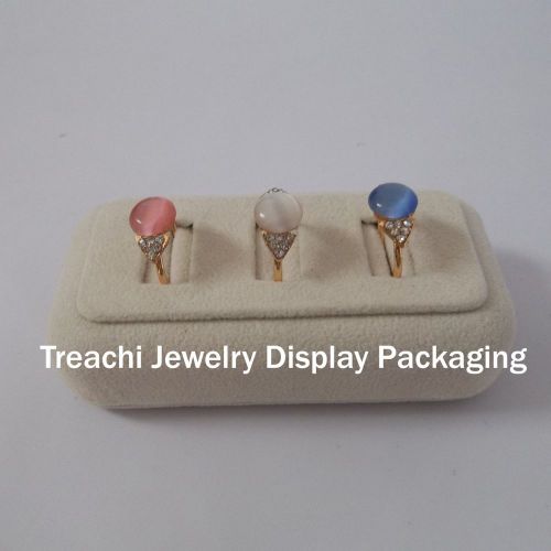 3 Slot Beige Velvet Tray Holder Display Case for Ring with Different Gem Sizes
