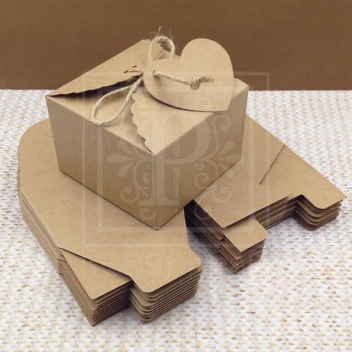 Set of 10 - Favor Boxes with Tags, Candy Boxes, Cookie Boxes, Holiday Gift Boxes
