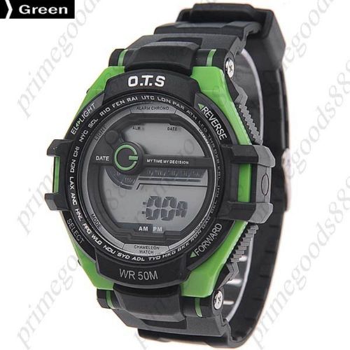 Waterproof Digital Wrist Wristwatch Free Shipping Back Light Stopwatch Green