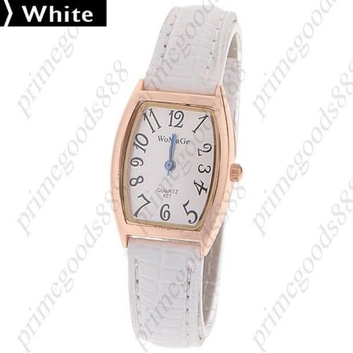Synthetic leather strap wrist lady ladies quartz wristwatch women&#039;s white for sale