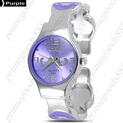 Mustache Alloy Bracelet Bangle Quartz Lady Ladies Wristwatch Women&#039;s Purple