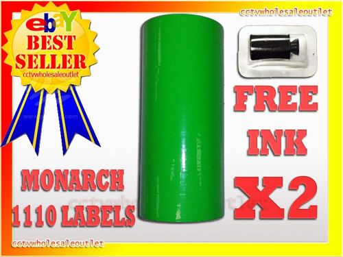 2 SLEEVES FLUORESCENT GREEN LABEL FOR MONARCH 1110 PRICING GUN 2 SLEEVES=32ROLLS