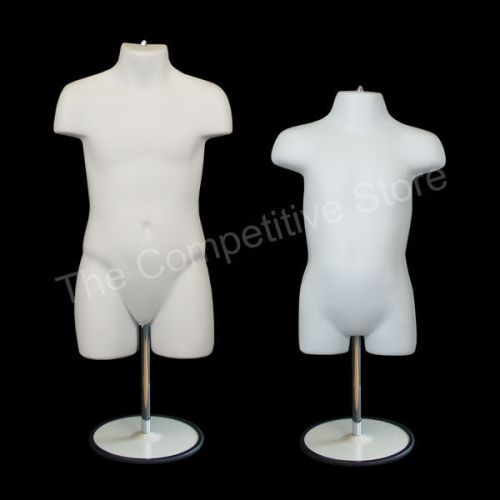 Toddler + Child Mannequin Form With Metal Base Boys and Girls Clothing - White