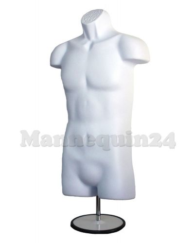 MALE MANNEQUIN BODY FORM (for Size Small to Medium / WHITE) with METAL STAND
