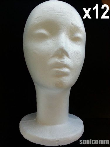 12PCS MID MED NECK STYROFOAM HEADS MANNEQUIN MANIKIN DISPLAY WIG HAT STAND WHITE