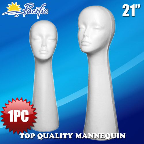 HALLOWEEN 1PC 21&#034; STYROFOAM FOAM MANNEQUIN MANIKIN head display wig hat glasses