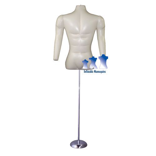 Inflatable Male Torso with Arms, Ivory and MS1 Stand