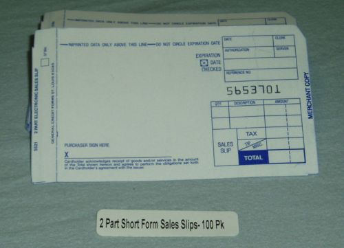 Sales Slips for Manual Imprinters- 2 part short- 100 ea