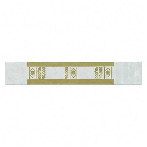 PM Company Currency Straps, $10,000, White/Mustard. Sold as Pack of 1,000