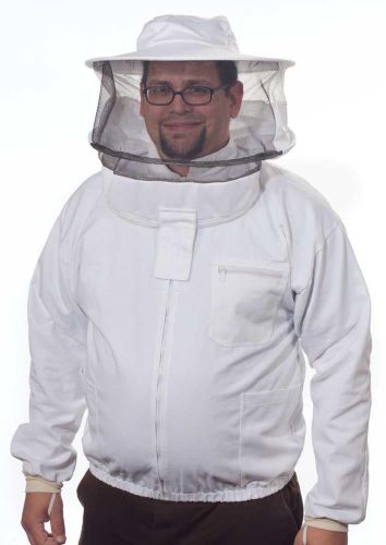 Heavy-Duty Bee Jacket w//Round Veil XXL Beekeeping