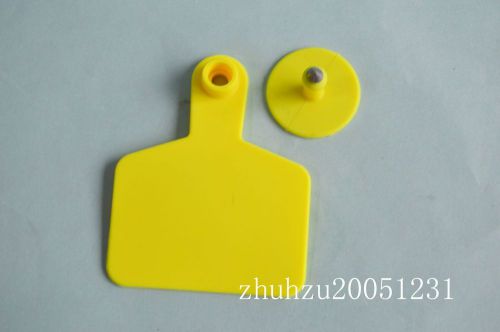 New 40sets 75*60mm Yellow  Sheep Goat Hog Beef Cow Ear Blank Tag Lable