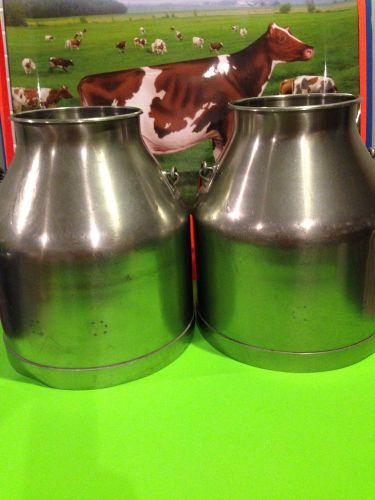 2 - VINTAGE DELAVAL 5 GALLON STAINLESS STEEL MILK CAN PAIL BUCKET GOAT MILK PAIL