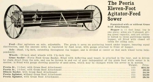 1912 Ad Antique Peoria Eleven-Foot Agitator-Feed Sower Farm Equipment LAC2