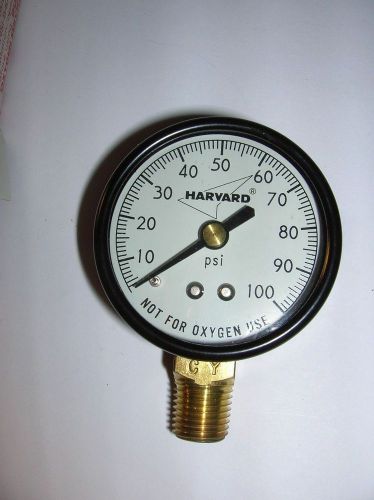 Harvard pressure gauge bottom mount 2&#034; 100 psi 1/4 inch npt (ipg1002-4l) for sale