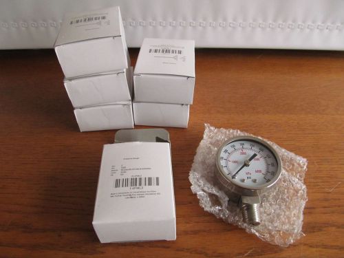 Lot of 6 stainless 2&#034; pressure gauge gage 1/4&#034;npt 0-600psi ss #4fml3 (u-97[x6]) for sale