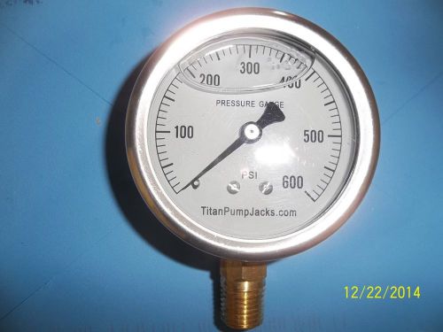 0-600 psi 2 1/2&#034; oil filled pressure gauge  1/4&#034;  npt bottom mount ss/br const. for sale
