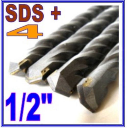 4 pc Set SDS Plus 1/2&#034; Dia. Carbide Tipped Concrete Masonry Hammer Drill Bit
