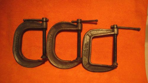 Lot of three 2-1/2&#034; adjustable metal &#034;c&#034; clamps brink &amp; cotton for sale