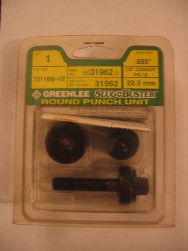 Greenlee Slugbuster Round Punch Unit 1/2&#034; Conduit .885&#034; Hole Size No. 7211BB-1/2