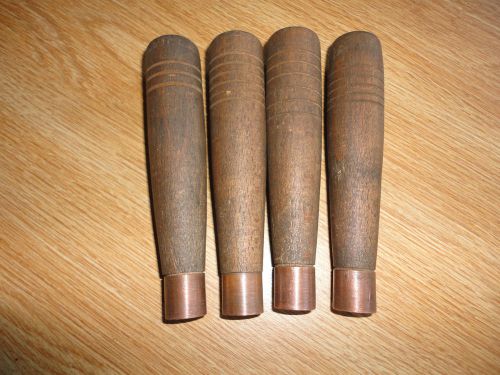 Four wooden  File/tool Handles w/brass ferrules